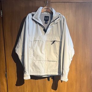 GAP Men's S Light Beige Hooded Windbreaker Pullover